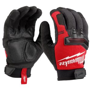Milwaukee® 48-73-8532 Wrecking Work Glove, Work, Finger Tip Style, Large, Synthetic Leather Palm, Polyester, Black/Red, Knuckle Cuff