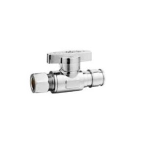 BMI® 09625 Straight Stop Valve, 1/2 x 1/4 in, F1960 Cold-Expansion PEX x Compression, 1/4 Turn, Lead-Free Brass Body, Chrome-Plated