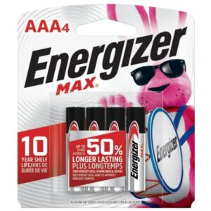 ADCAN E92BP-4 Energizer Max AAA Alkaline Batteries, 4 Pack