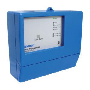 Tekmar® 132 Two-Stage Pump Sequencer, NTC Thermistor Sensor, DIP Switch User Interface, 2 Stages, Blue