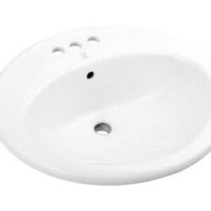 PEARL® GBC2218 KASU-TSR Top-Mount Sink, 21 x 18-1/8 x 8-1/2 in, Drop-In, 3-Hole, Overflow, Ceramic, White