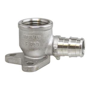 Boshart Industries SSCEP-DE05 Drop Ear 90 deg Elbow, 1/2 in, F1960 Cold-Expansion PEX x FPT, 304 Stainless Steel
