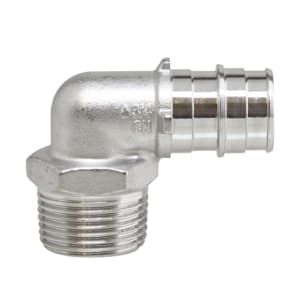 Boshart Industries SSCEP-ME07 90 deg Elbow, 3/4 in, F1960 Cold-Expansion PEX x MPT, 304 Stainless Steel