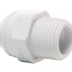 John Guest® PP011222W-US Straight Male Connector, 3/8 x 1/4 in, Tube x NPTF, Polypropylene