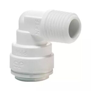 John Guest® PP481223W-US Rigid Elbow, 3/8 x 3/8 in, Tube x NPTF, Polypropylene