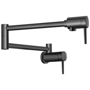 Delta® 1165LF-BL Contemporary Wall-Mount Pot Filler, 4 gpm, Fixed Spout, Matte Black, 2 Handles