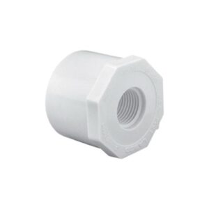 Lasco® 438-209 Reducing Bushing, 1-1/2 x 1/2 in, Spigot x FPT, SCH 40/STD, PVC, White