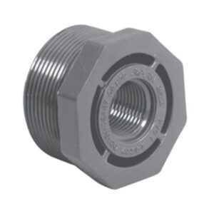 Lasco® 839-210 Flush Socket Reducing Bushing, 1-1/2 x 3/4 in, MPT x FPT, SCH 80/XH, PVC, Gray