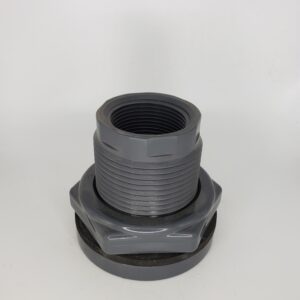 Hytek P7025810DTN Bulkhead Fitting, 1-1/4 in, Threaded, PVC