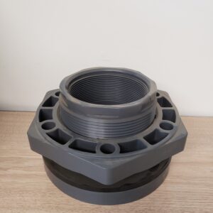 Hytek P7025816DT Bulkhead Fitting, 4 in, Threaded, PVC