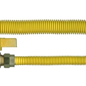 Fairview ACS-50FM-24 Stationary Appliance Connector, 24 in L, 1/2 in, FNPT x MNPT, 150,000 BTU/hr Flow Rate, Stainless Steel, Yellow