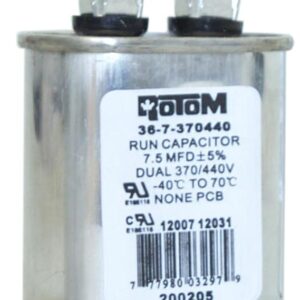Alltemp 36-7-370440 Run Capacitor, 7.5 mfd, 370/440 V, Oval Shape