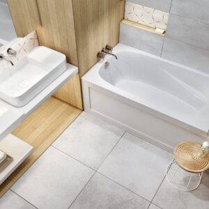 Mirolin TA6032R1 Tucson Acrylic-Skirted Bathtub, Rectangular, 60 in L x 32 in W, Right Drain, White