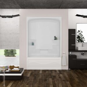 Mirolin TS5R1 Liberty Acrylic Tub Shower, Rectangular, 60 in L x 33 in W, Right Drain, White