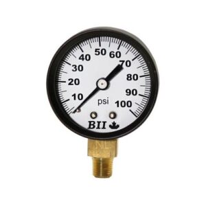 Boshart Industries PG-60NL Dry Pressure Gauge, 0 to 60 psi, 1/4 in Connection, 2 in Dia Dial, 3%-2%-3% Grade B Accuracy, 1 psi Graduation, Black