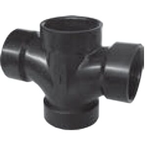 Approved Vendor 5419 ABS DWV Double Sanitary Tee, 2 x 2 x 1-1/2 x 1-1/2 in, Hub, Black