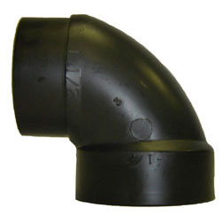 Approved Vendor 5452 ABS DWV 90 deg Street Elbow, 2 in, H x Sp, Black
