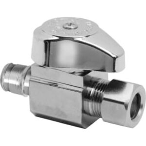 BrassCraft® G2CEPX14X Straight Stop Valve, 1/2 x 3/8 in, F1960 Cold Expansion PEX Barb x OD Compression, 125 psi, Brass Body, Chrome Plated