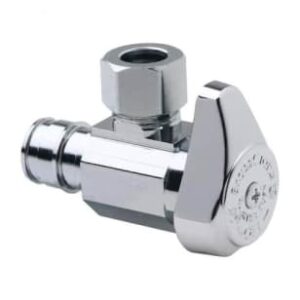 BrassCraft® G2CEPX19X Angle Stop Valve, 1/2 x 3/8 in, F1960 Cold Expansion PEX Barb x OD Compression, 125 psi, Brass Body, Chrome Plated