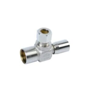 BrassCraft® SSR19X_CPEF Angle Stop Valve, 1/2 x 3/8 in, Compression x Sweat, 125 psi, Lead-Free Brass Body