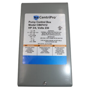 CentriPro® CB07412 Control Box, 230 V, 1 Phase, 0.75 hp 0.55 kW, For use with M07412 4 in CentriPro Motor