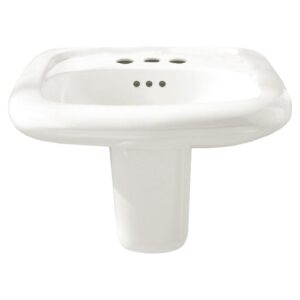 American Standard 0954004EC.020 Murro Bathroom Sink, Rectangular, 1-3/8 in Faucet Hole Spacing, 13-1/2 in L x 15-1/2 in W x 5 in D, Wall Mount, Vitreous China, White