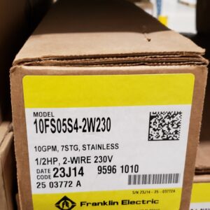 Franklin Electric 95961010 10FS05S4-2W230 4" Submersible Well Pump, 10 GPM, 2 Wire, 7 Stages, 290 ft Max Lift, 1/2 hp, 230 V, Stainless Steel