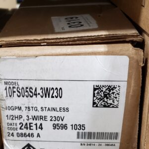 Franklin Electric 95961035 10FS05S4-3W230 4" Submersible Well Pump, 10GPM, 3 Wire, 7 Stages, 290 ft Max Lift, 1/2 hp, 230 V, Stainless Steel